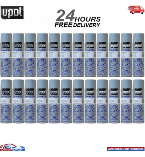 24 x U-Pol Grey Primer High Build Filler Power Can 500ml Spray Paint Aerosol